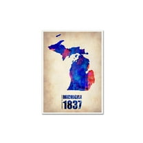 Trademark Fine Art "Michigan Watercolor Map" Canvas Art by Naxart