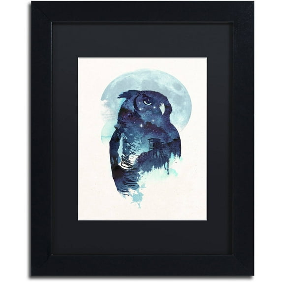Trademark Fine Art 'Midnight Owl' Canvas Art by Robert Farkas, Black Matte, Black Frame
