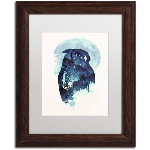 Trademark Fine Art 'Midnight Owl' Canvas Art by Robert Farkas, White Matte, Wood Frame