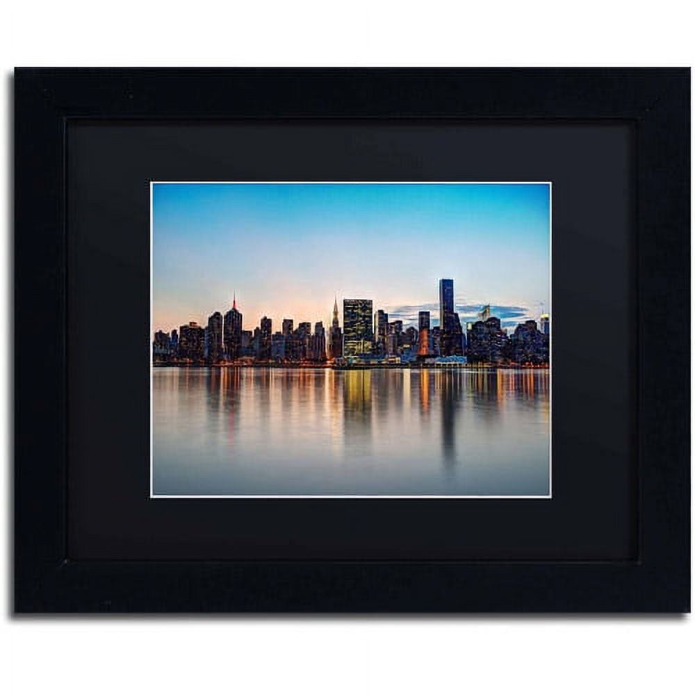Trademark Fine Art "Midtown NYC Over the East River-I" Canvas Art by David Ayash, Black Matte, Black Frame