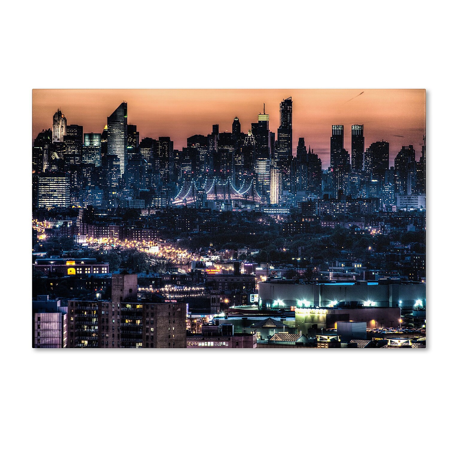 Trademark Fine Art "Midtown and The Queensborough Bridge" Canvas Art by David Ayash