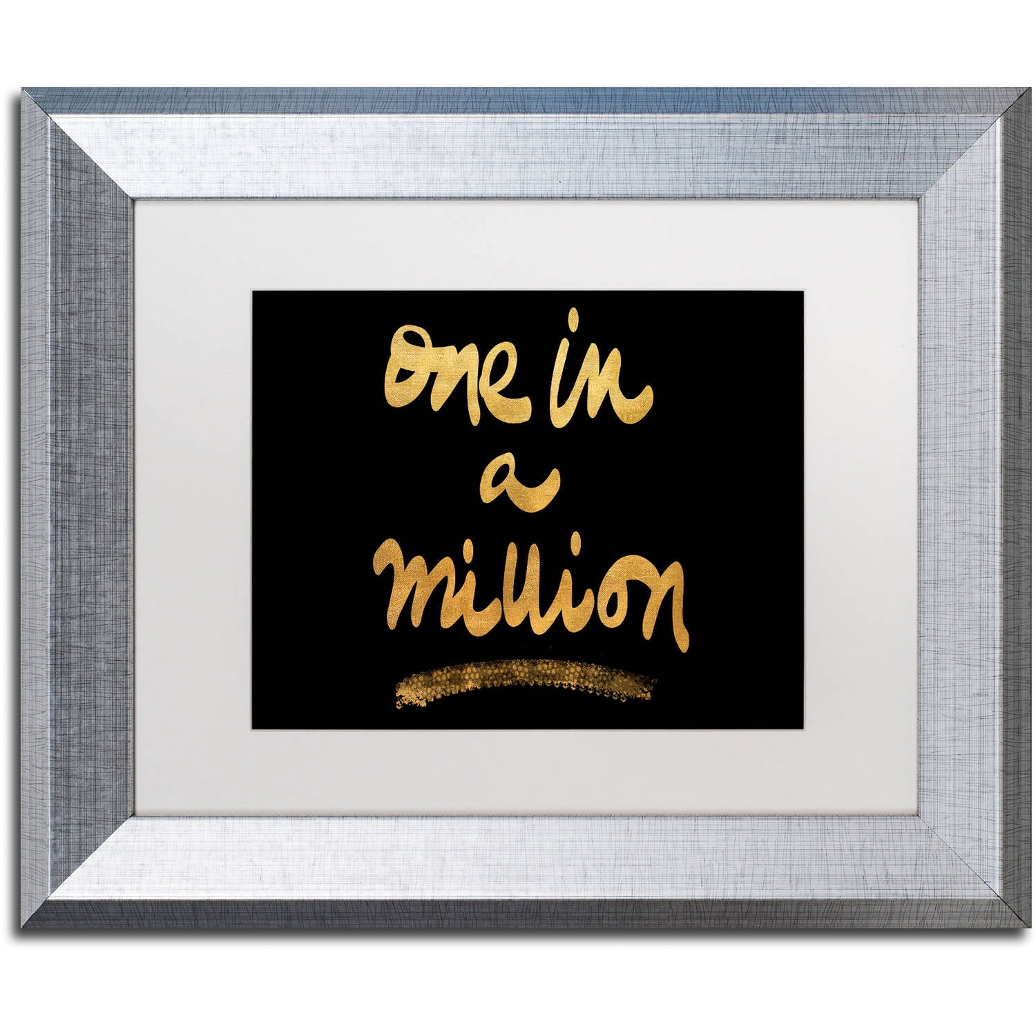 Trademark Fine Art "Million On Black" Canvas Art by Lisa Powell Braun, White Matte, Silver Frame