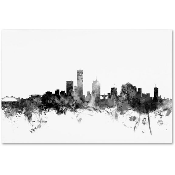 Trademark Fine Art "Milwaukee WI Skyline B&W" Canvas Art by Michael Tompsett