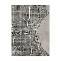 Trademark Fine Art 'Milwaukee Wisconsin City Map Black' Canvas Art by Michael Tompsett