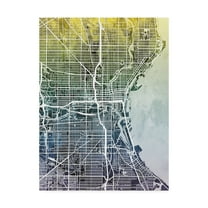 Trademark Fine Art 'Milwaukee Wisconsin City Map Blue Yellow' Canvas Art by Michael Tompsett