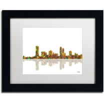 Trademark Fine Art "Milwaukee Wisconsin Skyline" Canvas Art by Marlene Watson White Matte, Black Frame