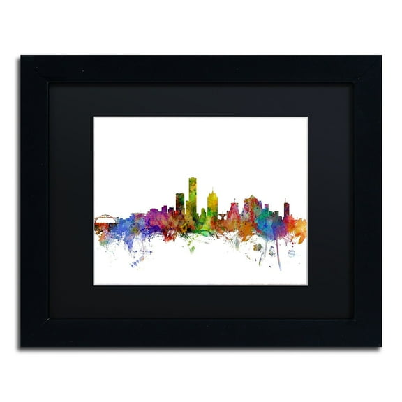 Trademark Fine Art 'Milwaukee Wisconsin Skyline' Canvas Art by Michael Tompsett, Black Matte, Black Frame