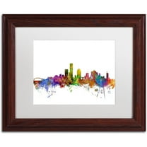 Trademark Fine Art 'Milwaukee Wisconsin Skyline' Canvas Art by Michael Tompsett, White Matte, Wood Frame