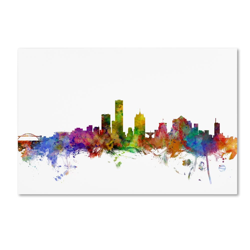 Trademark Fine Art "Milwaukee Wisconsin Skyline" Canvas Art by Michael Tompsett