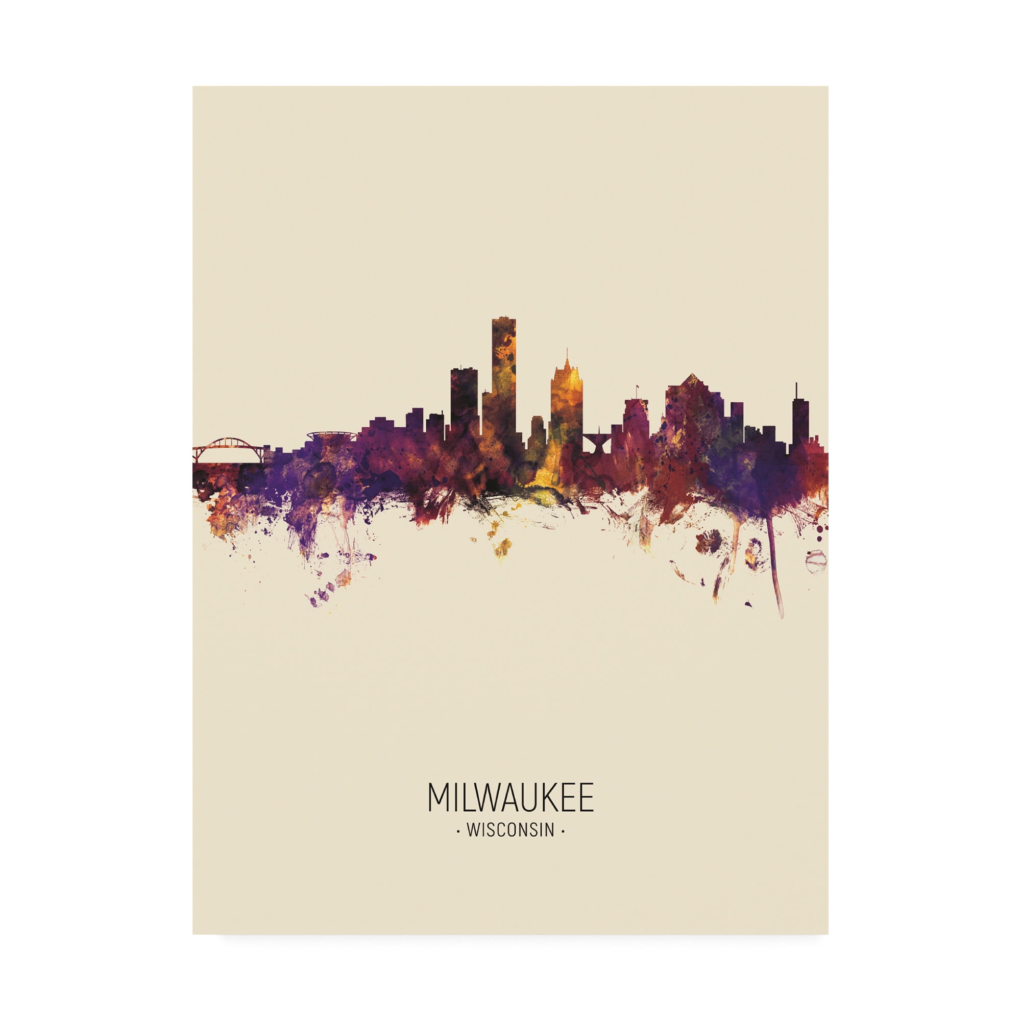 Trademark Fine Art 'Milwaukee Wisconsin Skyline Portrait III' Canvas Art by Michael Tompsett