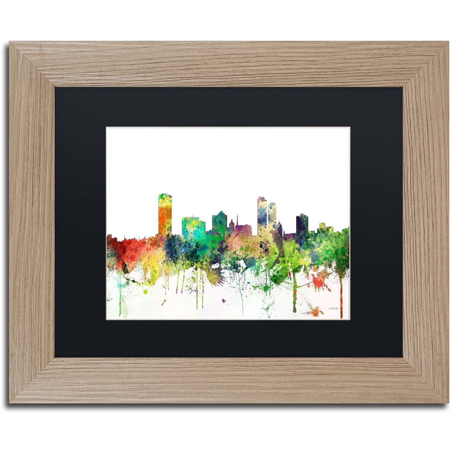 Trademark Fine Art "Milwaukee Wisconsin Skyline SP" Canvas Art by Marlene Watson, Black Matte, Birch Frame
