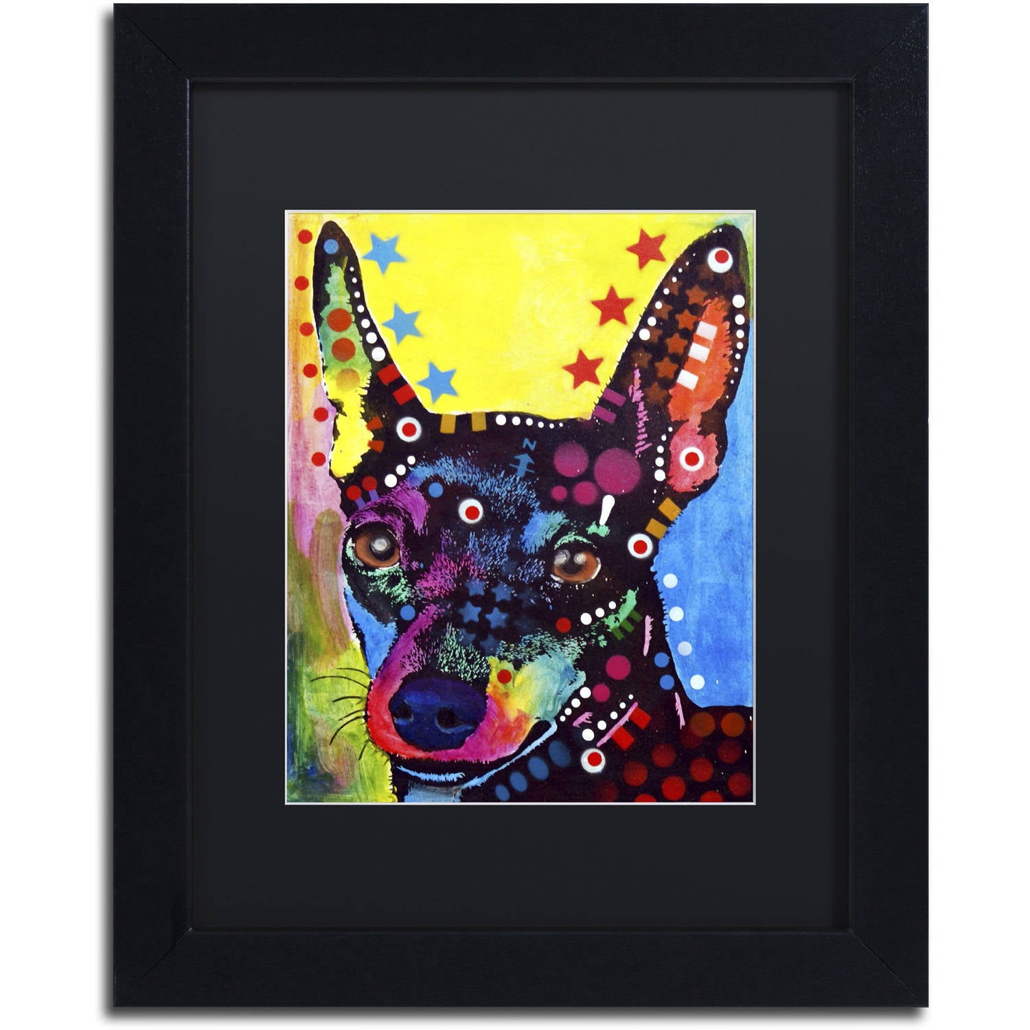 Trademark Fine Art "Miniature Pinscher" Canvas Art by Dean Russo, Black Matte, Black Frame