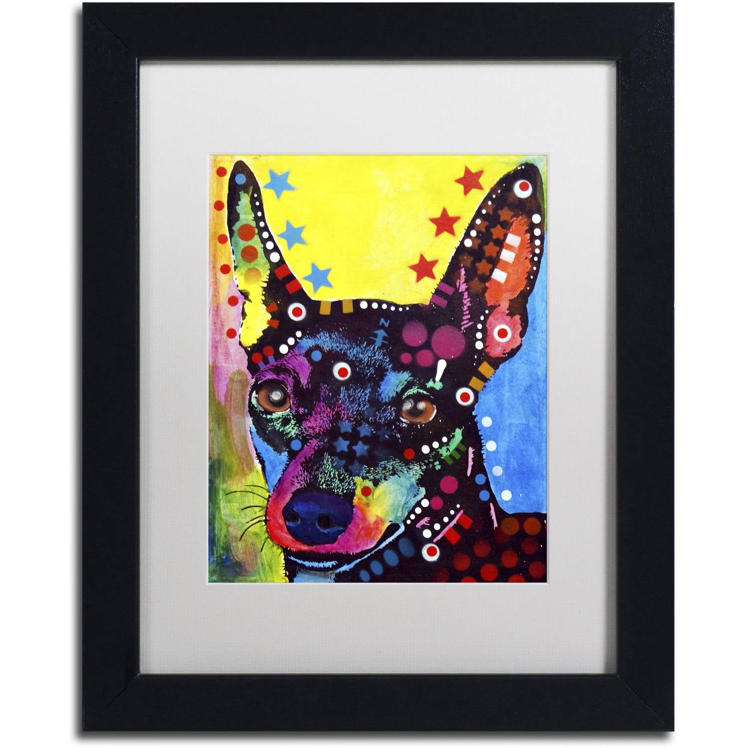 Trademark Fine Art "Miniature Pinscher" Canvas Art by Dean Russo, White Matte, Black Frame