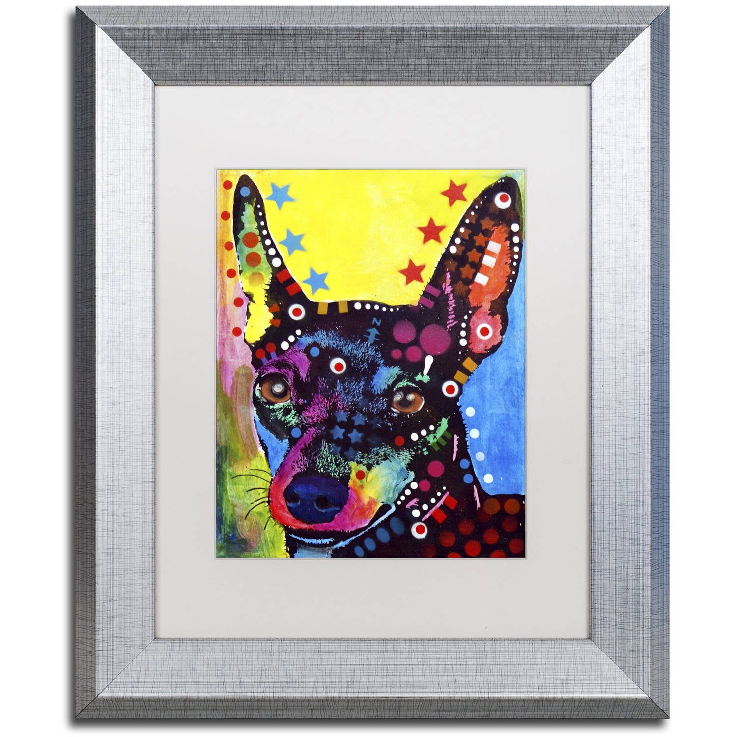 Trademark Fine Art "Miniature Pinscher" Canvas Art by Dean Russo, White Matte, Silver Frame