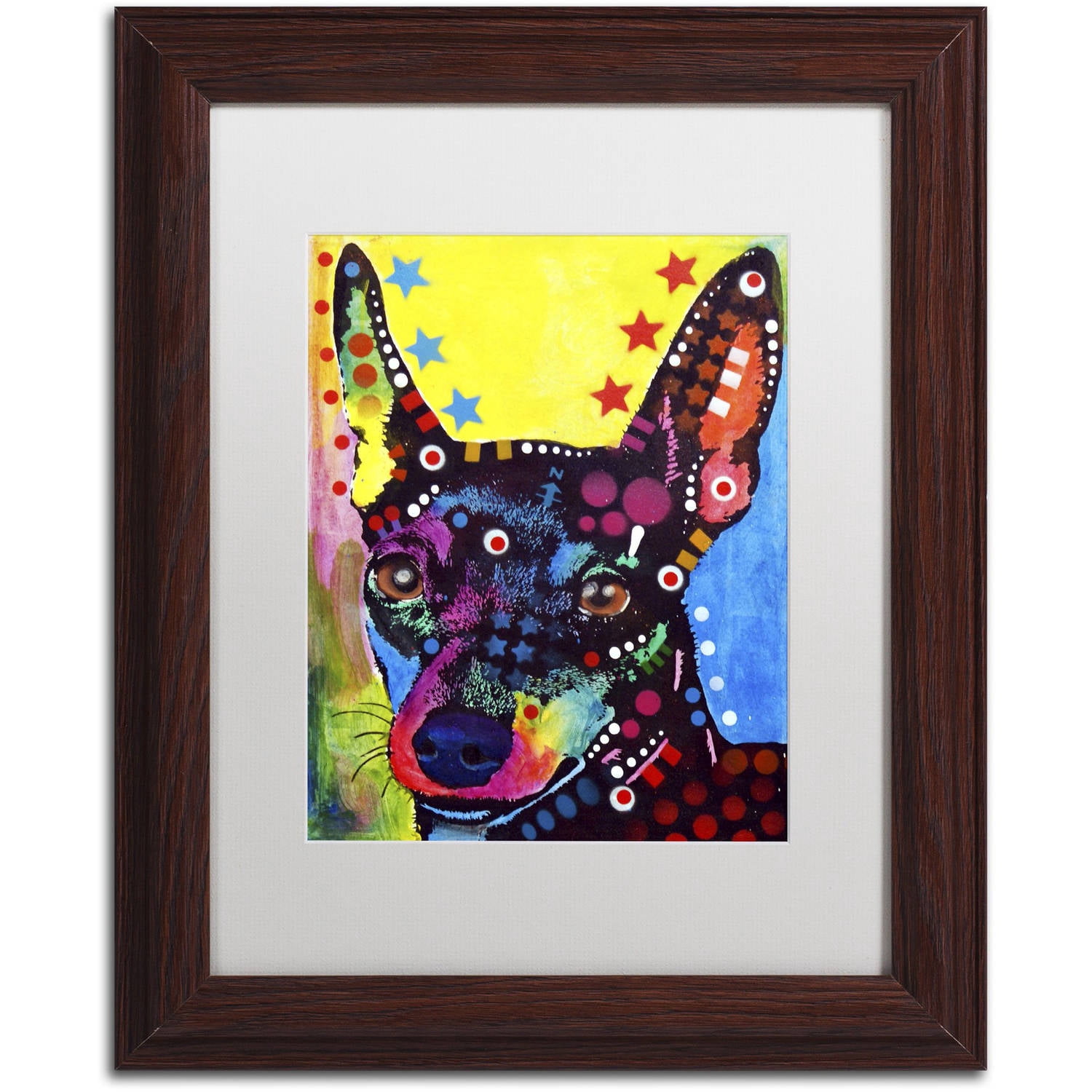 Trademark Fine Art "Miniature Pinscher" Canvas Art by Dean Russo, White Matte, Wood Frame