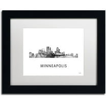 Trademark Fine Art 'Minneapolis MN Skyline WB-BW' Canvas Art by Marlene Watson, White Matte, Black Frame
