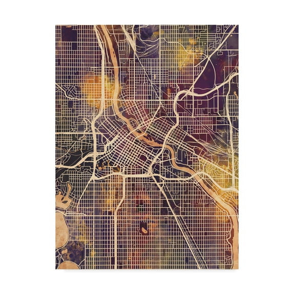 Trademark Fine Art 'Minneapolis Minnesota City Map II' Canvas Art by Michael Tompsett