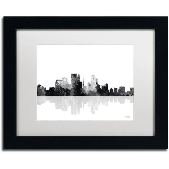 Trademark Fine Art "Minneapolis Minnesota Skyline BG-1" Canvas Art by Marlene Watson, White Matte, Black Frame