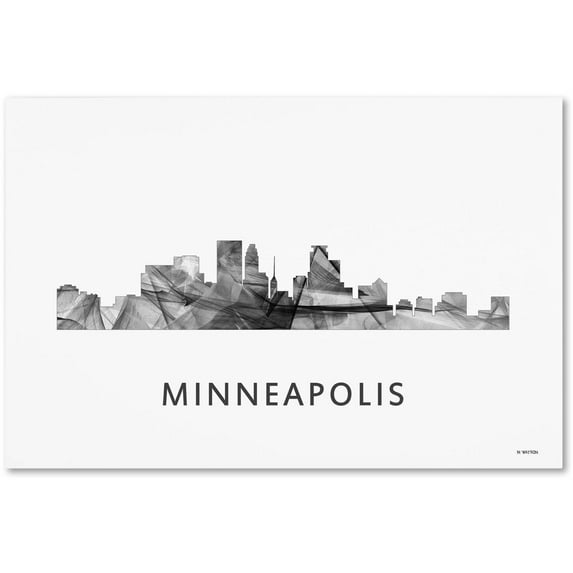 Trademark Fine Art 'Minneapolis Minnesota Skyline WB-BW' Canvas Art by Marlene Watson