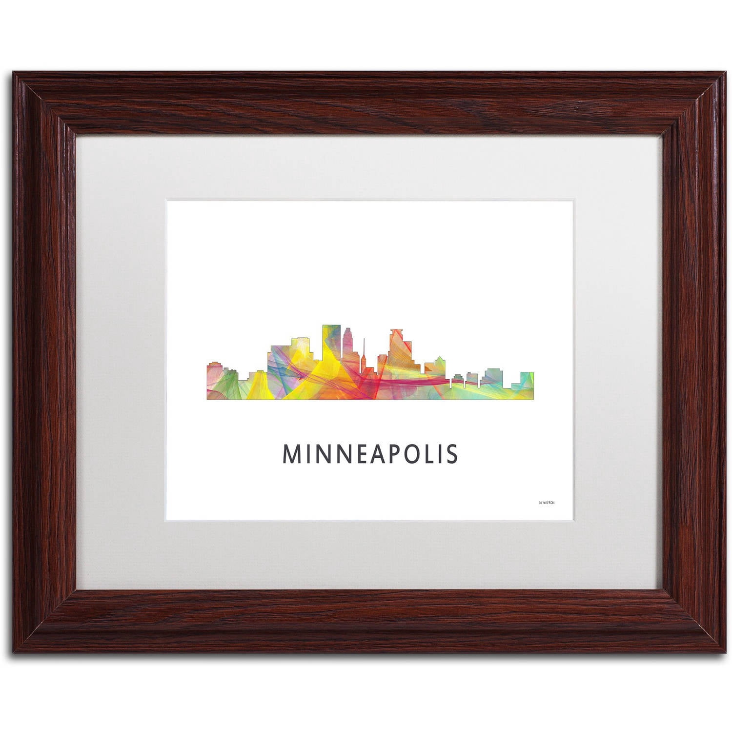 Trademark Fine Art 'Minneapolis Minnesota WB-1' Canvas Art by Marlene Watson, White Matte, Wood Frame