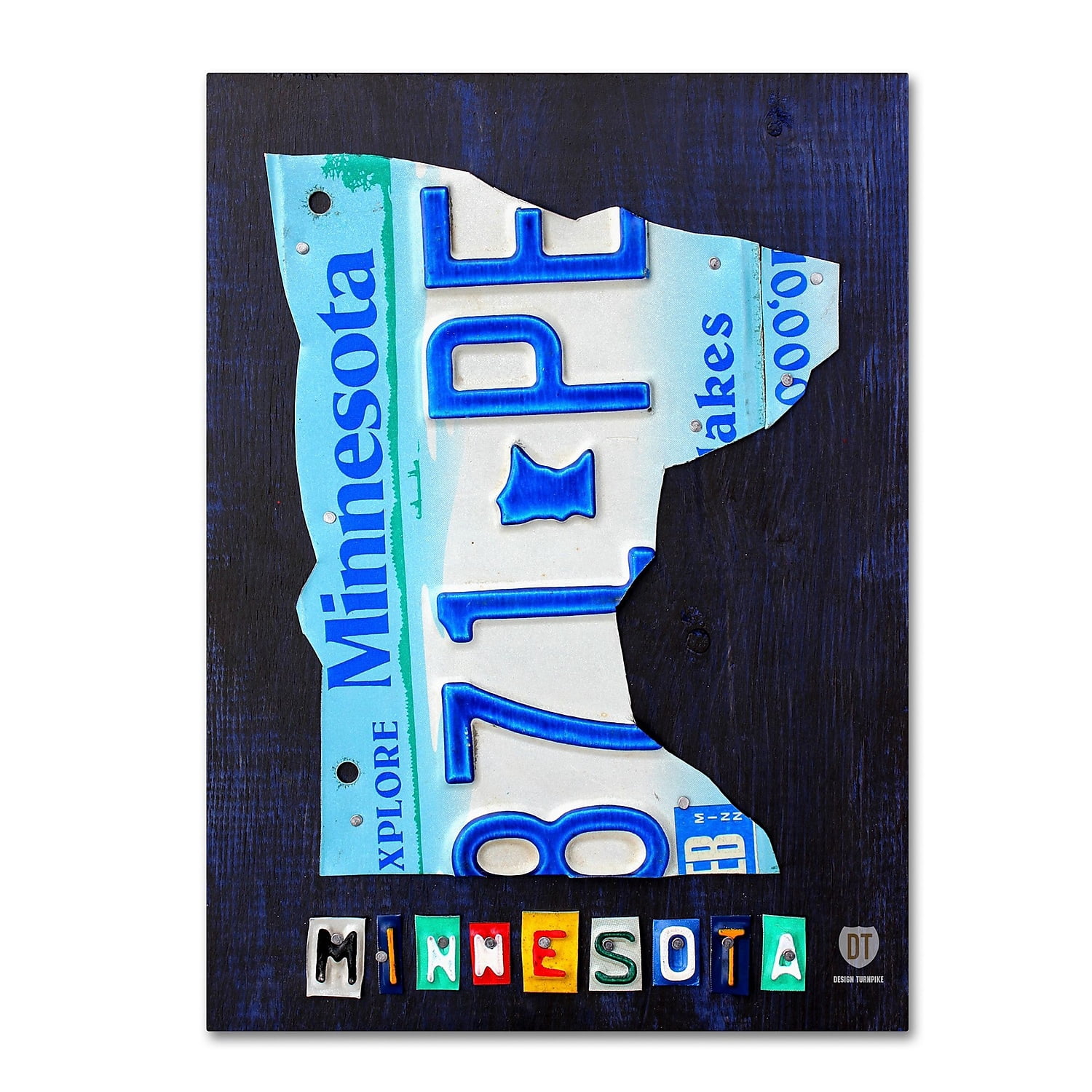 Trademark Fine Art 'Minnesota License Plate Map' Canvas Art by Design Turnpike