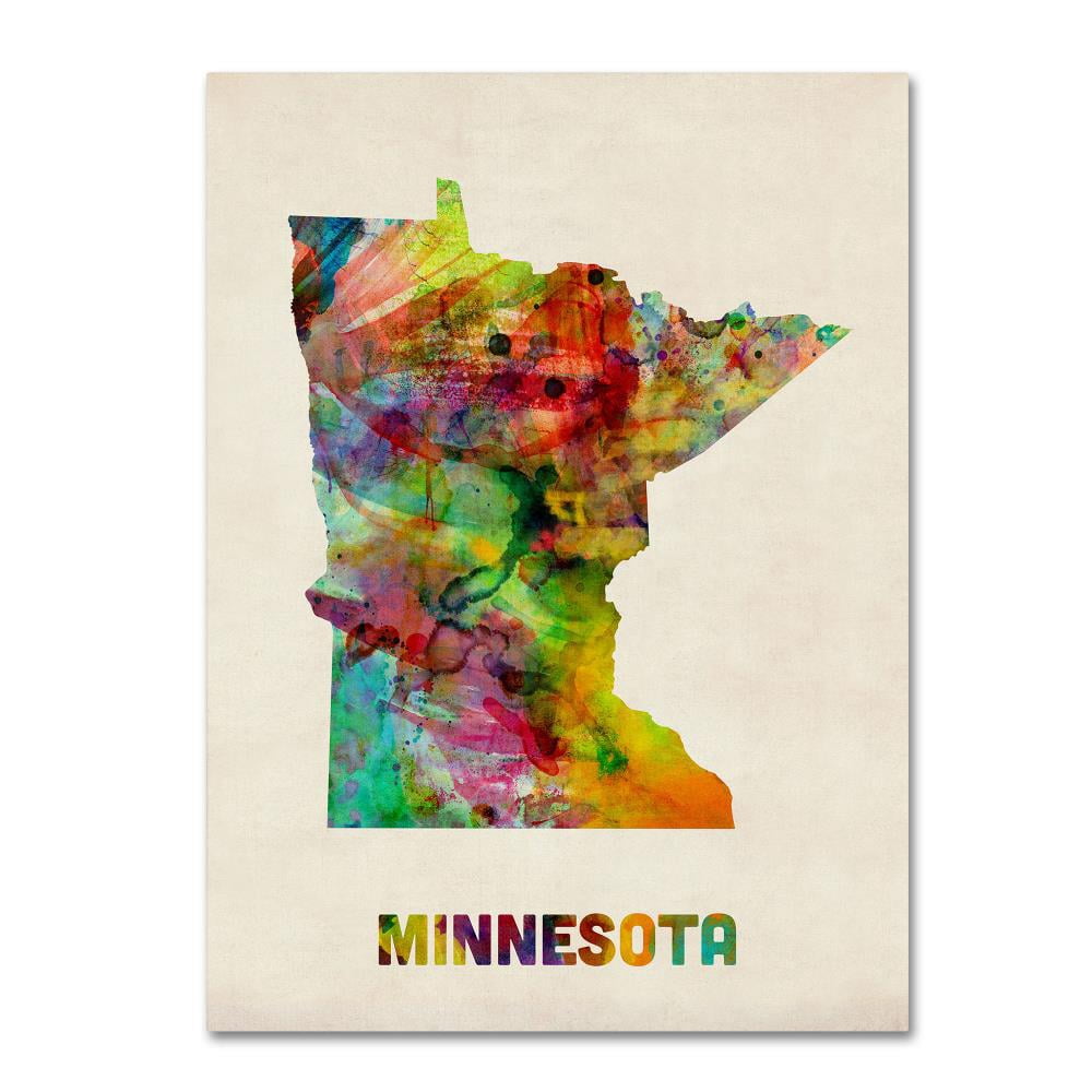 Trademark Fine Art "Minnesota Map" Canvas Wall Art by Michael Tompsett