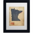 thumbnail image 1 of Trademark Fine Art "Minnesota Map Denim Jeans Style" Canvas Art by Michael Tompsett, White Matte, Black Frame, 1 of 4