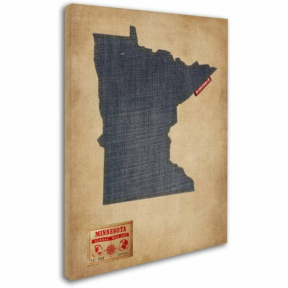 Trademark Fine Art "Minnesota Map Denim Jeans Style" Canvas Art by Michael Tompsett