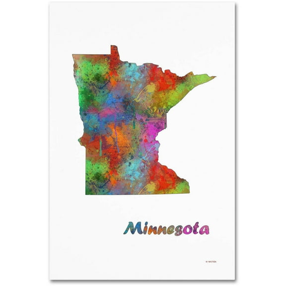 Trademark Fine Art "Minnesota State Map-1" Canvas Art by Marlene Watson