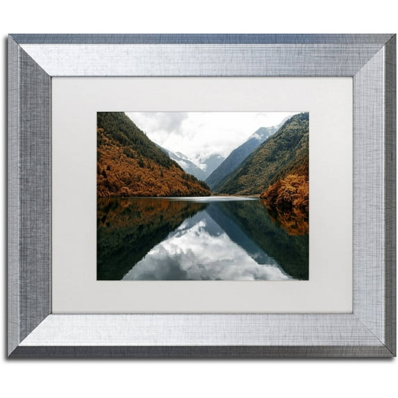 Trademark Fine Art "Mirror Lake" Canvas Art by Philippe Hugonnard, White Matte, Silver Frame