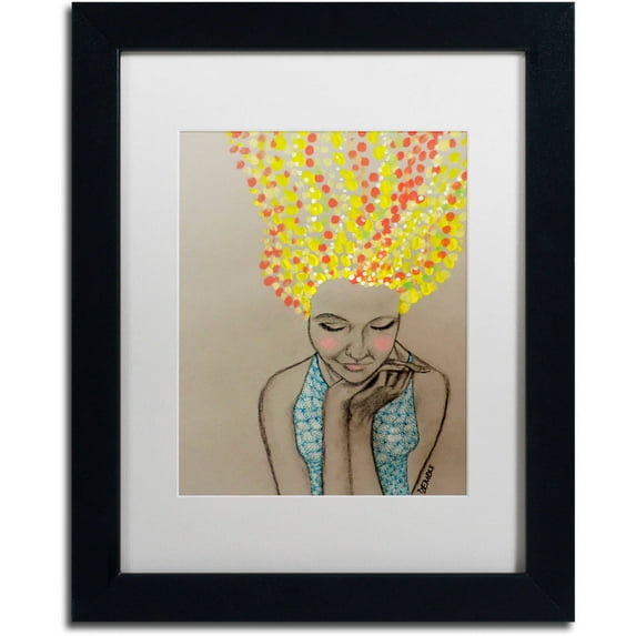 Trademark Fine Art "Miss Sunshine" Canvas Art by Sylvie Demers, White Matte, Black Frame