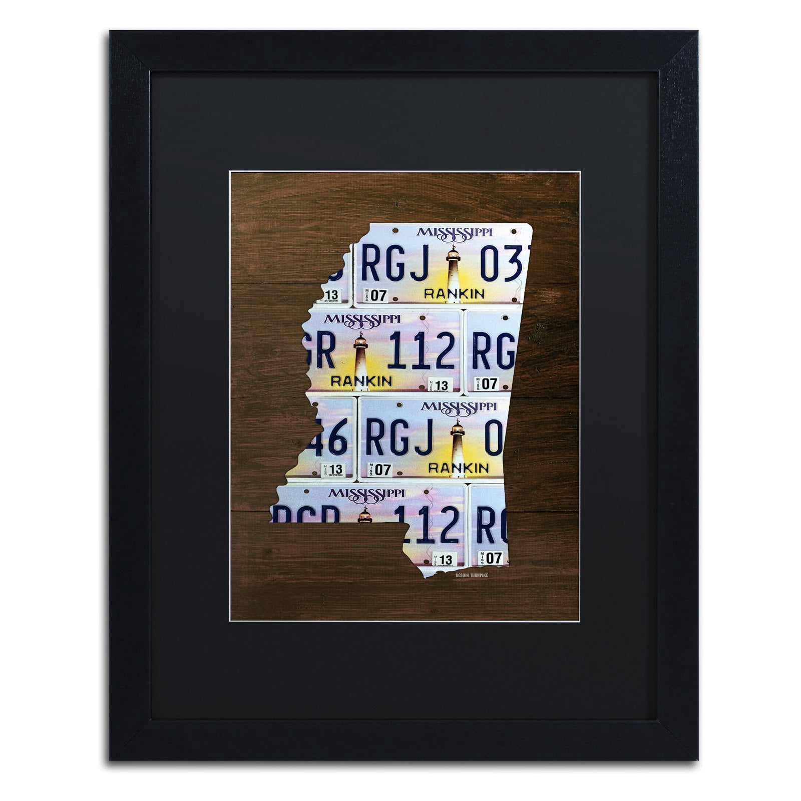 Trademark Fine Art 'Mississippi License Plate Map' Canvas Art by Design Turnpike, Black Matte, Black Frame