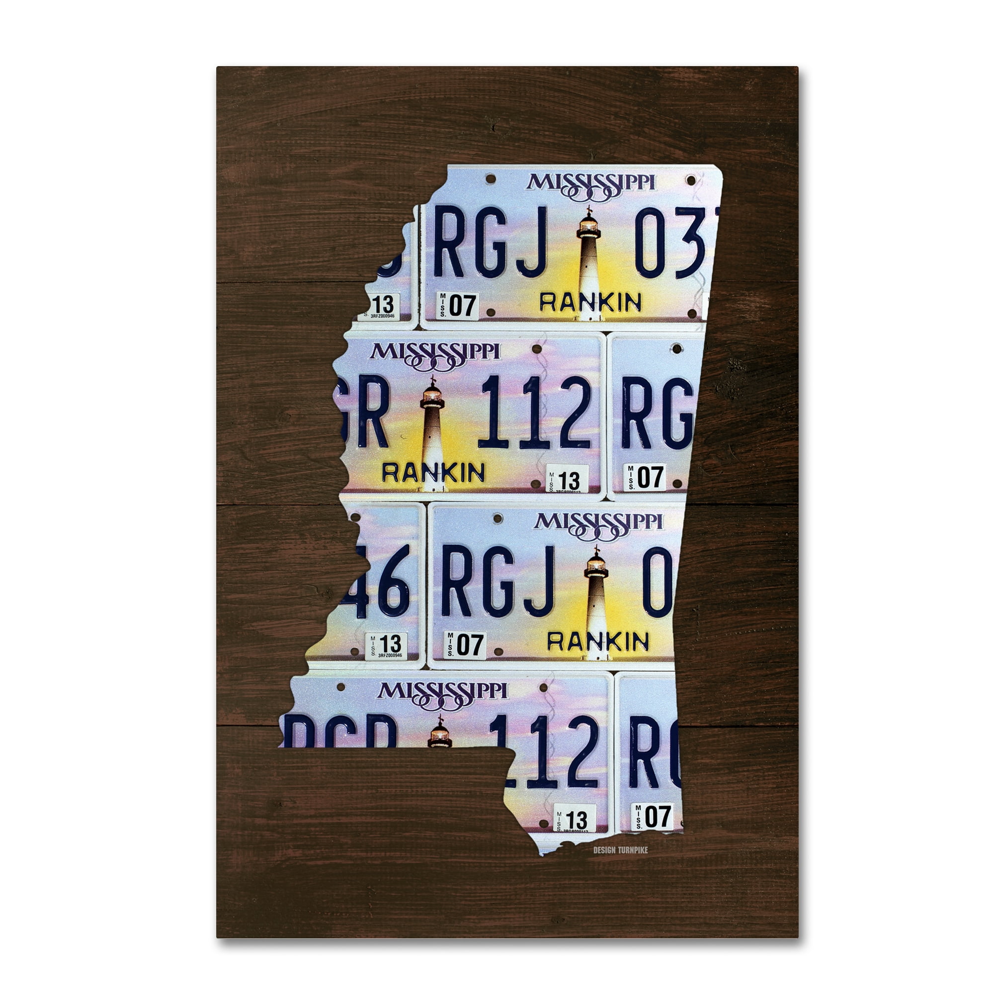 Trademark Fine Art 'Mississippi License Plate Map' Canvas Art by Design Turnpike