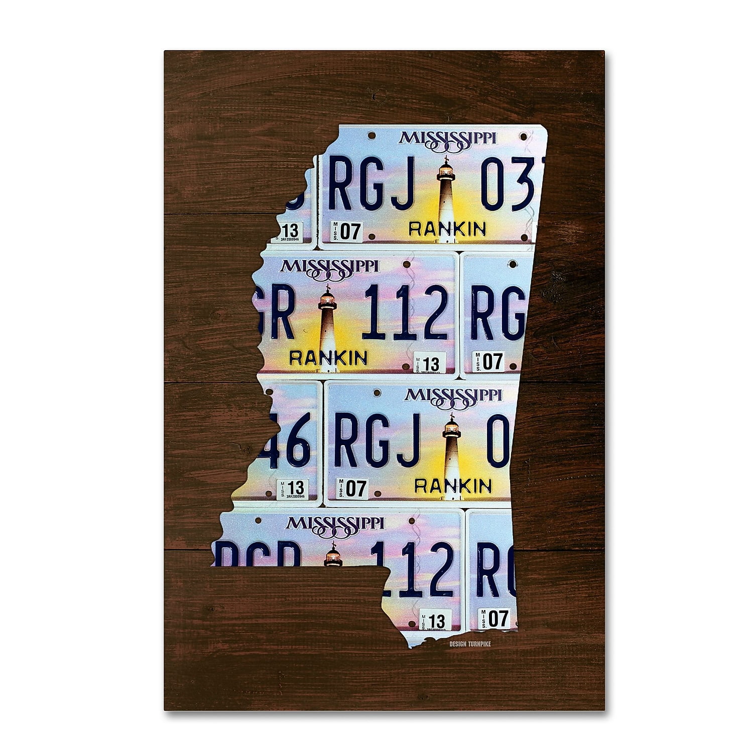 Trademark Fine Art 'Mississippi License Plate Map' Canvas Art by Design Turnpike