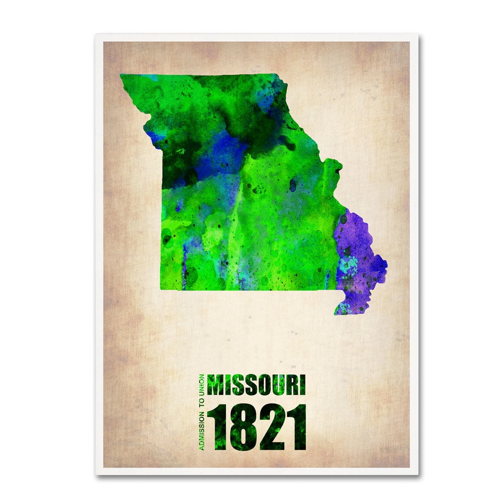 Trademark Fine Art "Missouri Watercolor Map" Canvas Art by Naxart