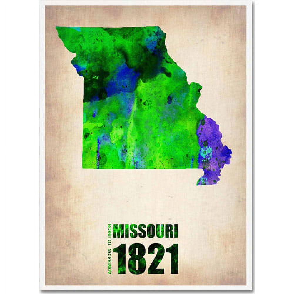 Trademark Fine Art "Missouri Watercolor Map" Canvas Art by Naxart