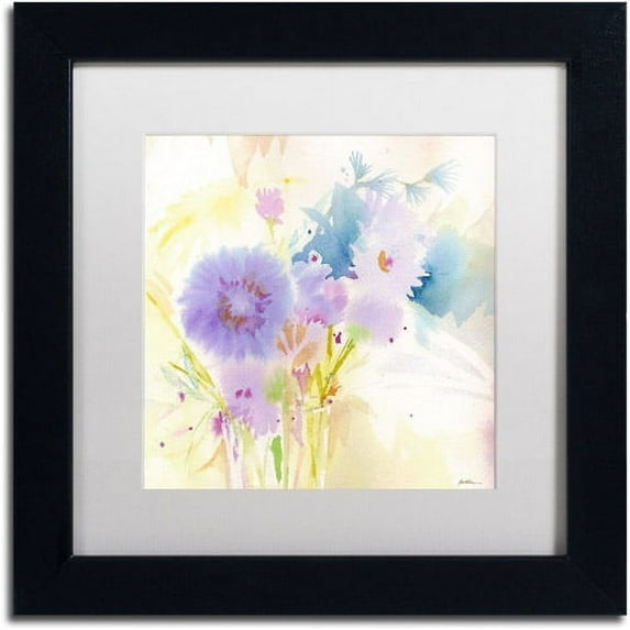 Trademark Fine Art "Mixed Blue Bouquet" Canvas Art by Sheila Golden, White Matte, Black Frame