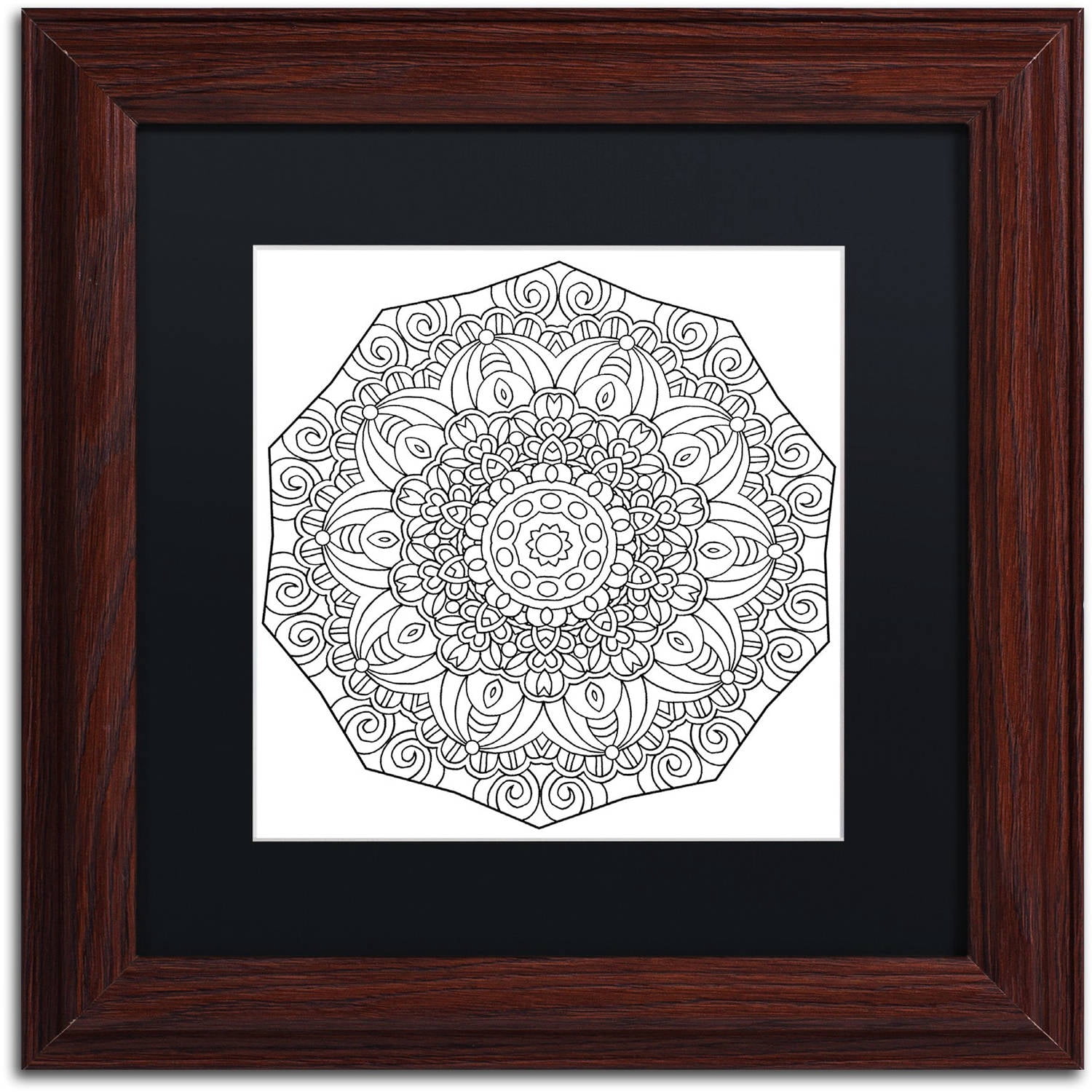 Trademark Fine Art "Mixed Coloring Book 11" Canvas Art by Kathy G. Ahrens, Black Matte, Wood Frame