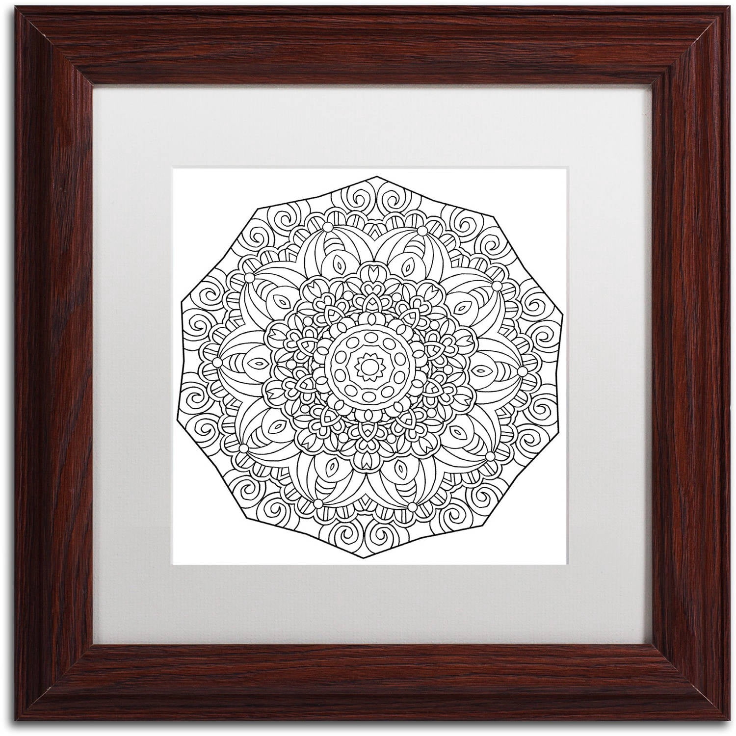 Trademark Fine Art "Mixed Coloring Book 11" Canvas Art by Kathy G. Ahrens, White Matte, Wood Frame