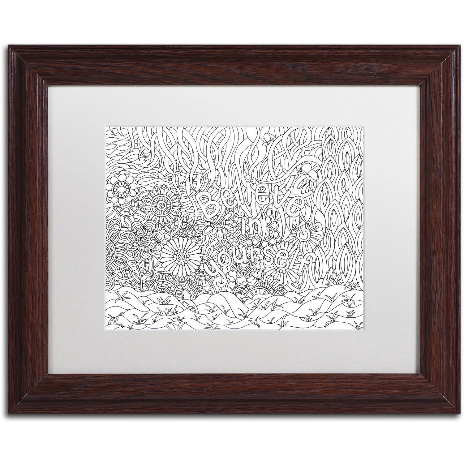 Trademark Fine Art "Mixed Coloring Book 42" Canvas Art by Kathy G. Ahrens, White Matte, Wood Frame