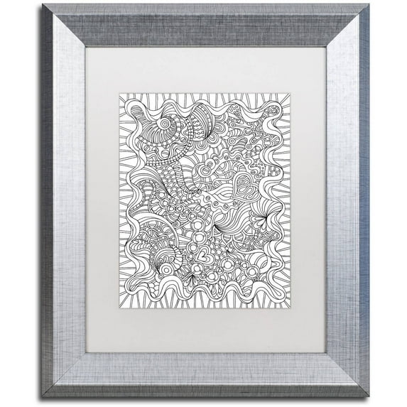 Trademark Fine Art "Mixed Coloring Book 43" Canvas Art by Kathy G. Ahrens, White Matte, Silver Frame