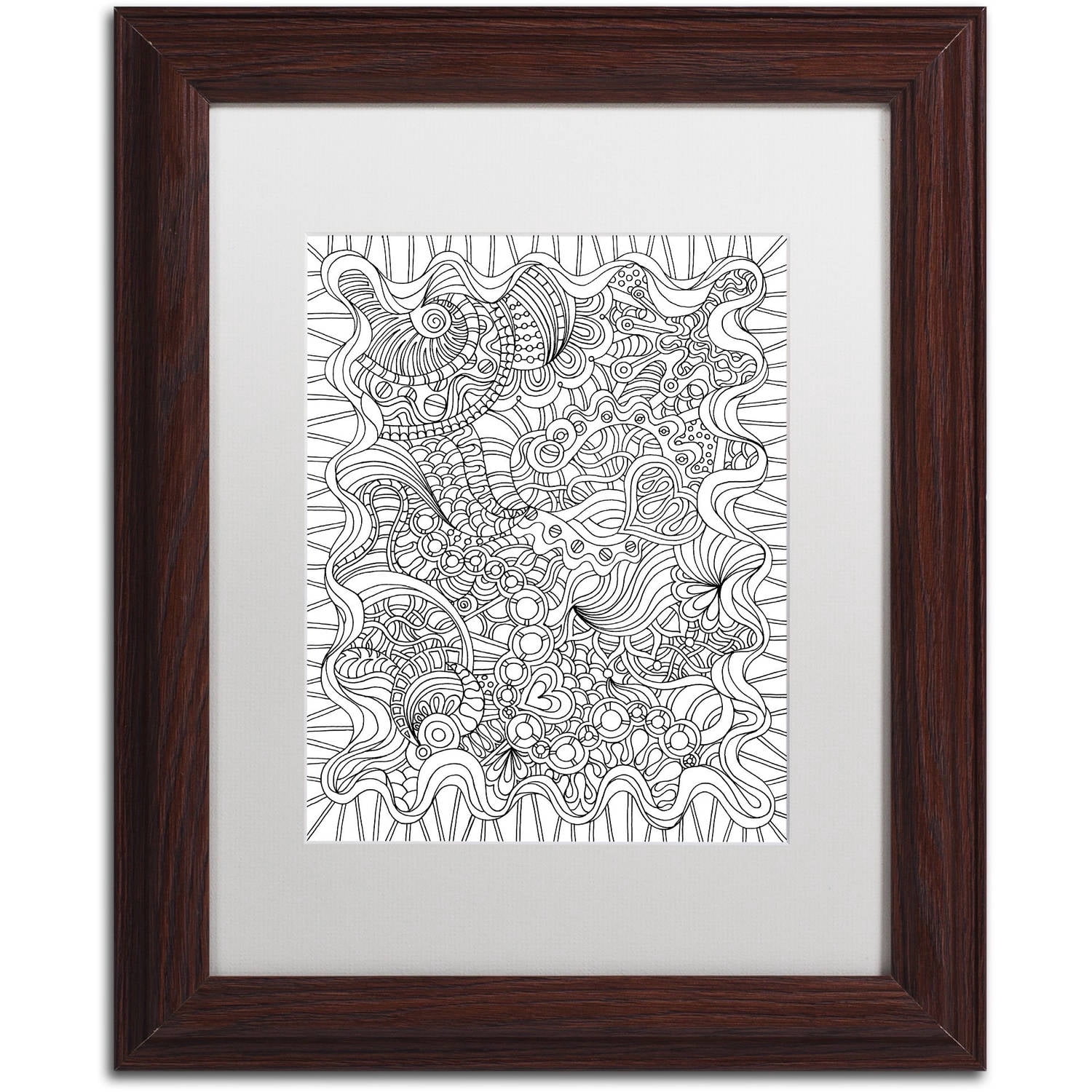 Trademark Fine Art "Mixed Coloring Book 43" Canvas Art by Kathy G. Ahrens, White Matte, Wood Frame