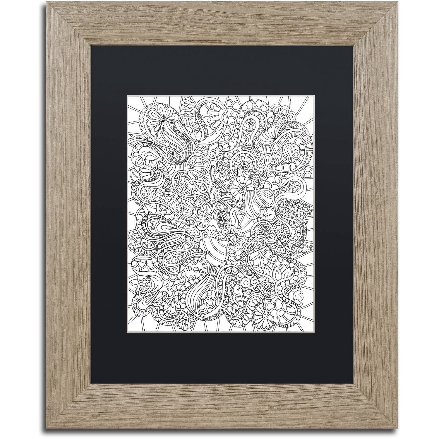 Trademark Fine Art "Mixed Coloring Book 44" Canvas Art by Kathy G. Ahrens, Black Matte, Birch Frame