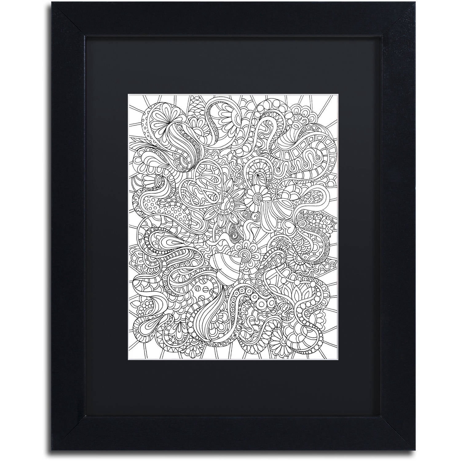 Trademark Fine Art "Mixed Coloring Book 44" Canvas Art by Kathy G. Ahrens, Black Matte, Black Frame