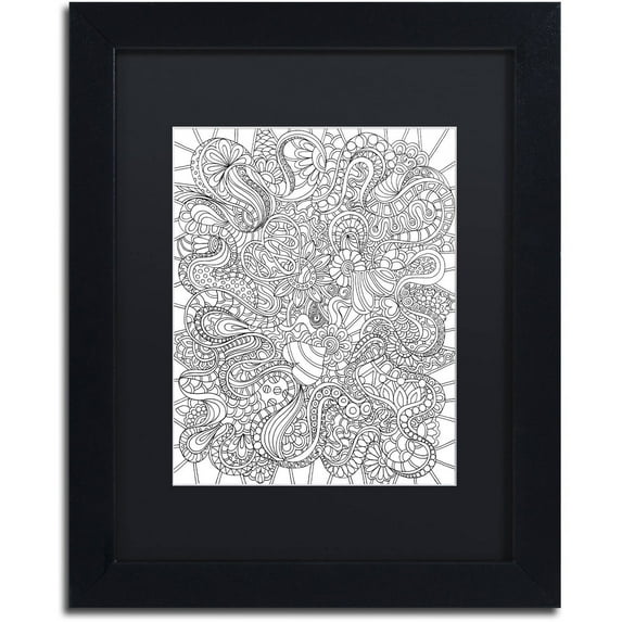 Trademark Fine Art "Mixed Coloring Book 44" Canvas Art by Kathy G. Ahrens, Black Matte, Black Frame