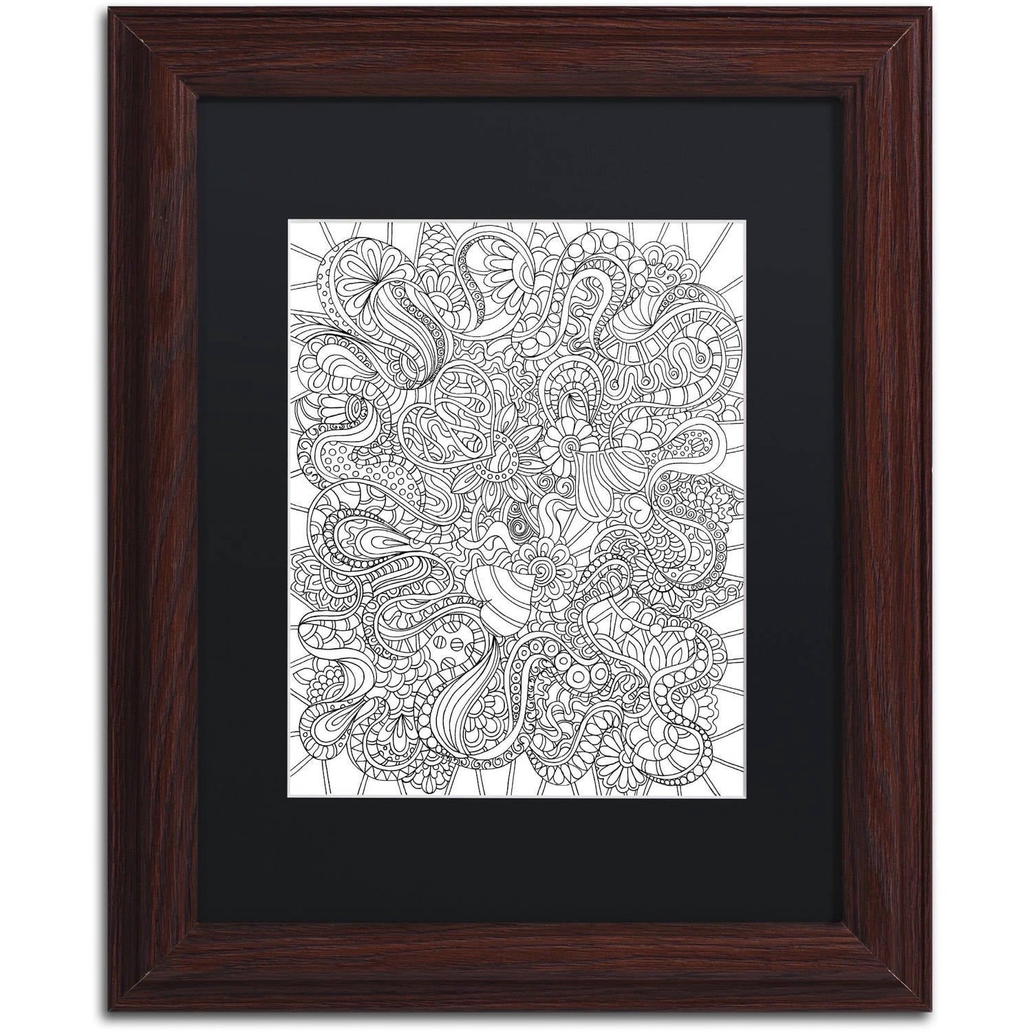 Trademark Fine Art "Mixed Coloring Book 44" Canvas Art by Kathy G. Ahrens, Black Matte, Wood Frame