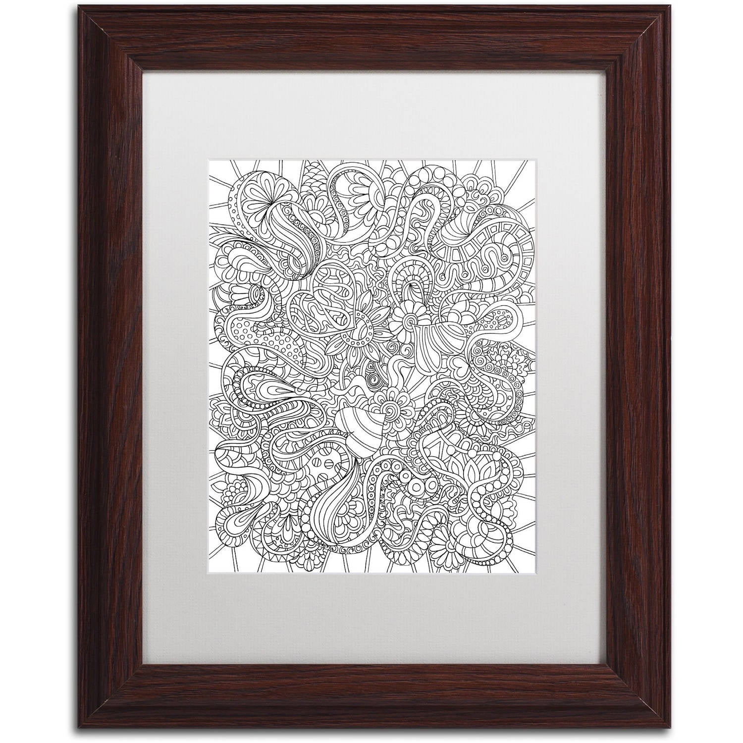 Trademark Fine Art "Mixed Coloring Book 44" Canvas Art by Kathy G. Ahrens, White Matte, Wood Frame