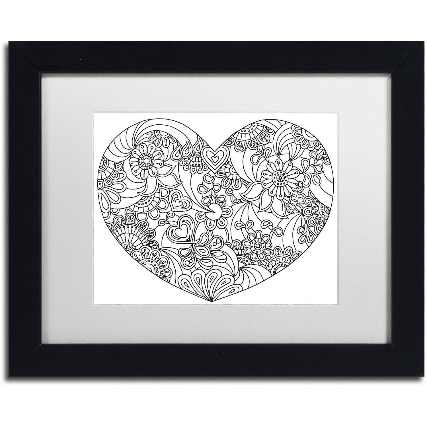 Trademark Fine Art "Mixed Coloring Book 45" Canvas Art by Kathy G. Ahrens, White Matte, Black Frame