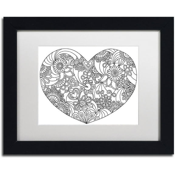 Trademark Fine Art "Mixed Coloring Book 45" Canvas Art by Kathy G. Ahrens, White Matte, Black Frame