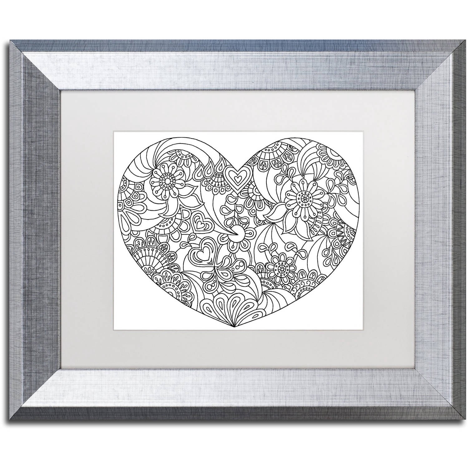 Trademark Fine Art "Mixed Coloring Book 45" Canvas Art by Kathy G. Ahrens, White Matte, Silver Frame